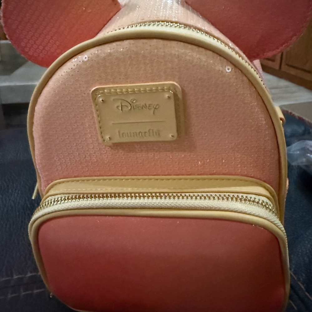 Disney Peach-Pink Tsum Tsum Mini Backpack with Gold Trim